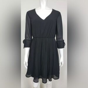 Unique Vintage Black Pleated Dress